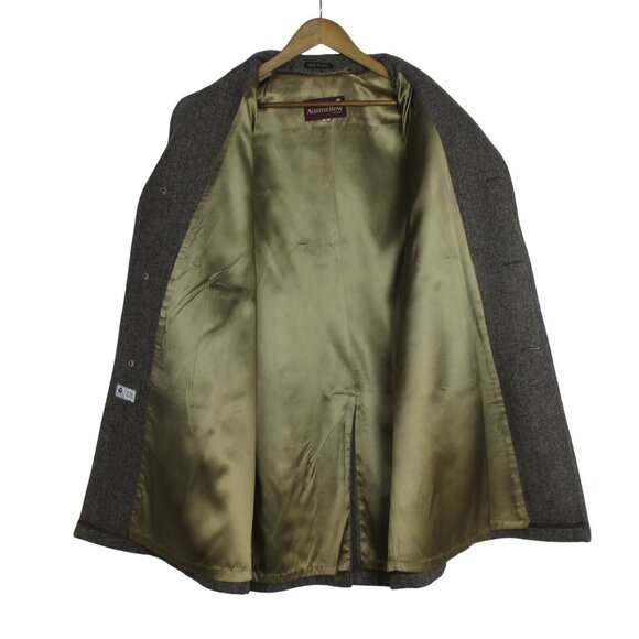 Adams Row Brown Wool Tweed Overcoat Top Coat Vintage Luxury Size 42 Made In USA - Picture 6 of 9